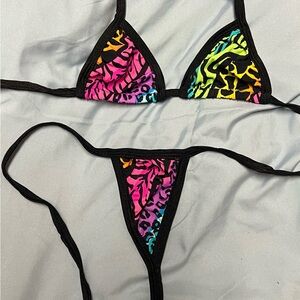 Lisa Frank Inspired Colorful Animal Print Bikini Set